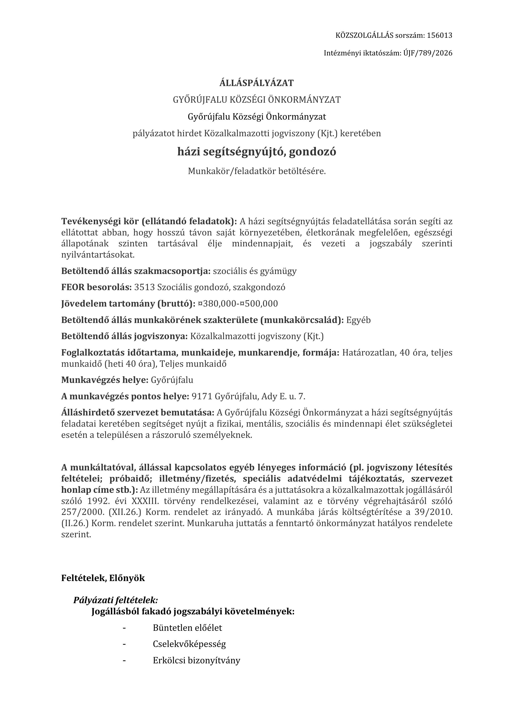 AllasHirdetes hazi segitsegnyujto gondozo 1