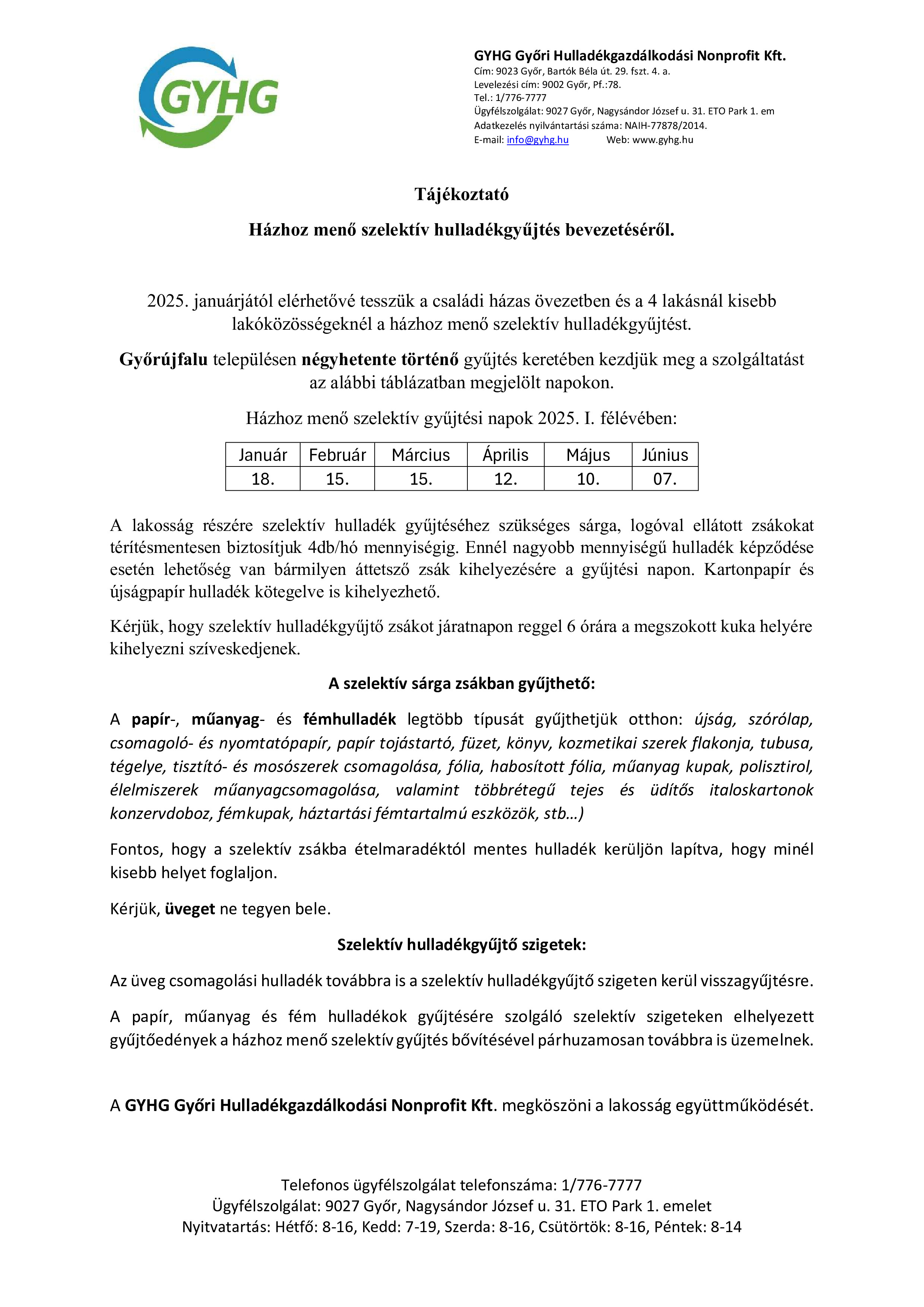 Győrújfalu Házhozmenő tájékoztató 199