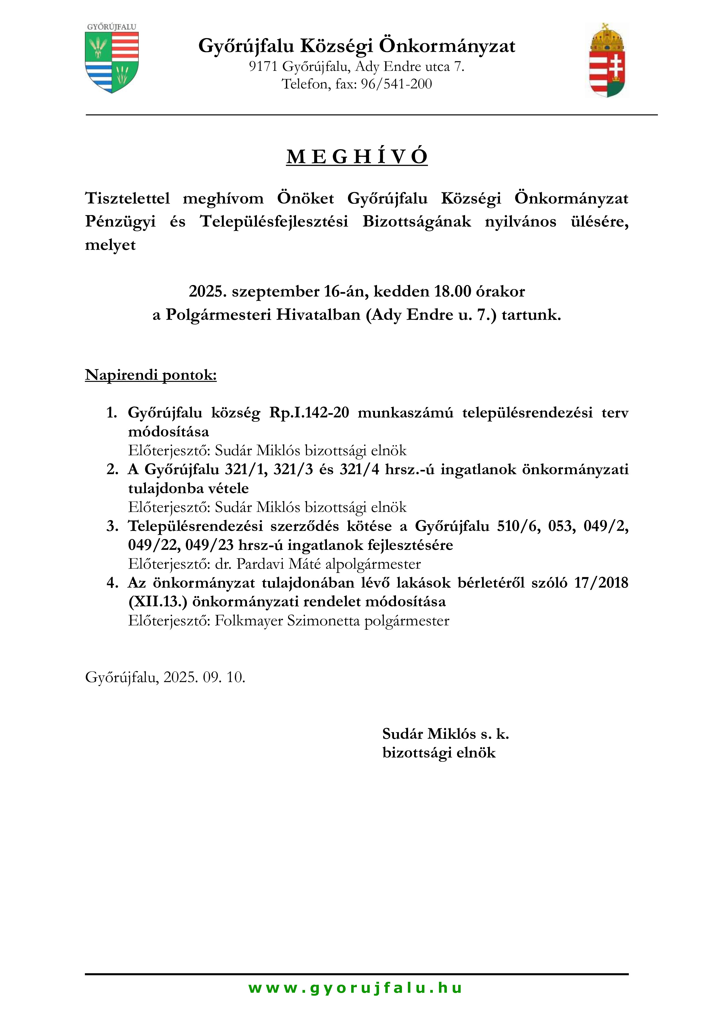 Meghívó Pénzügyi Bizottság nyilvános copy copy copy copy