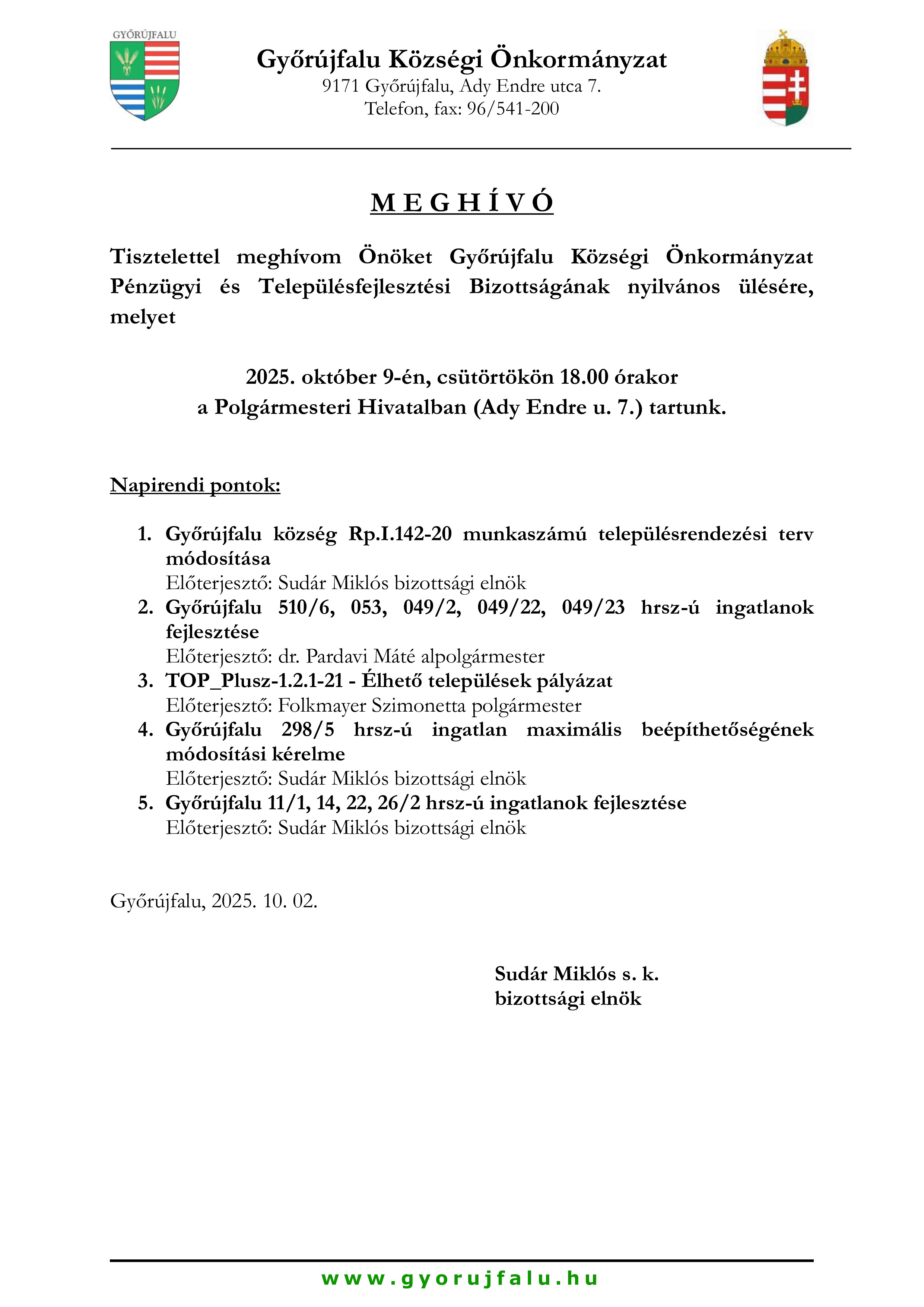 Meghívó Pénzügyi Bizottság nyilvános copy copy copy copy copy copy
