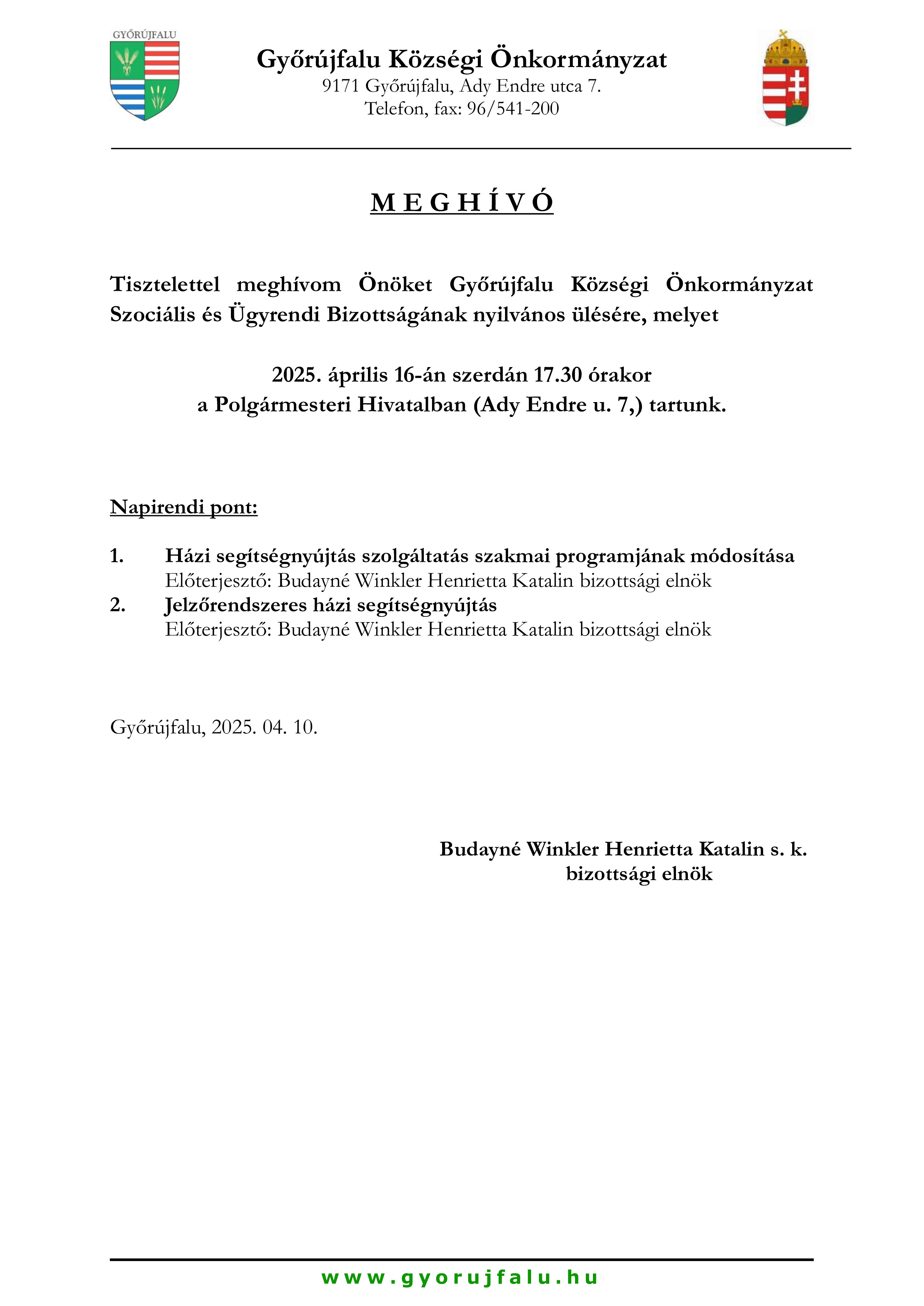 Meghívó Szocilális Bizottság 04