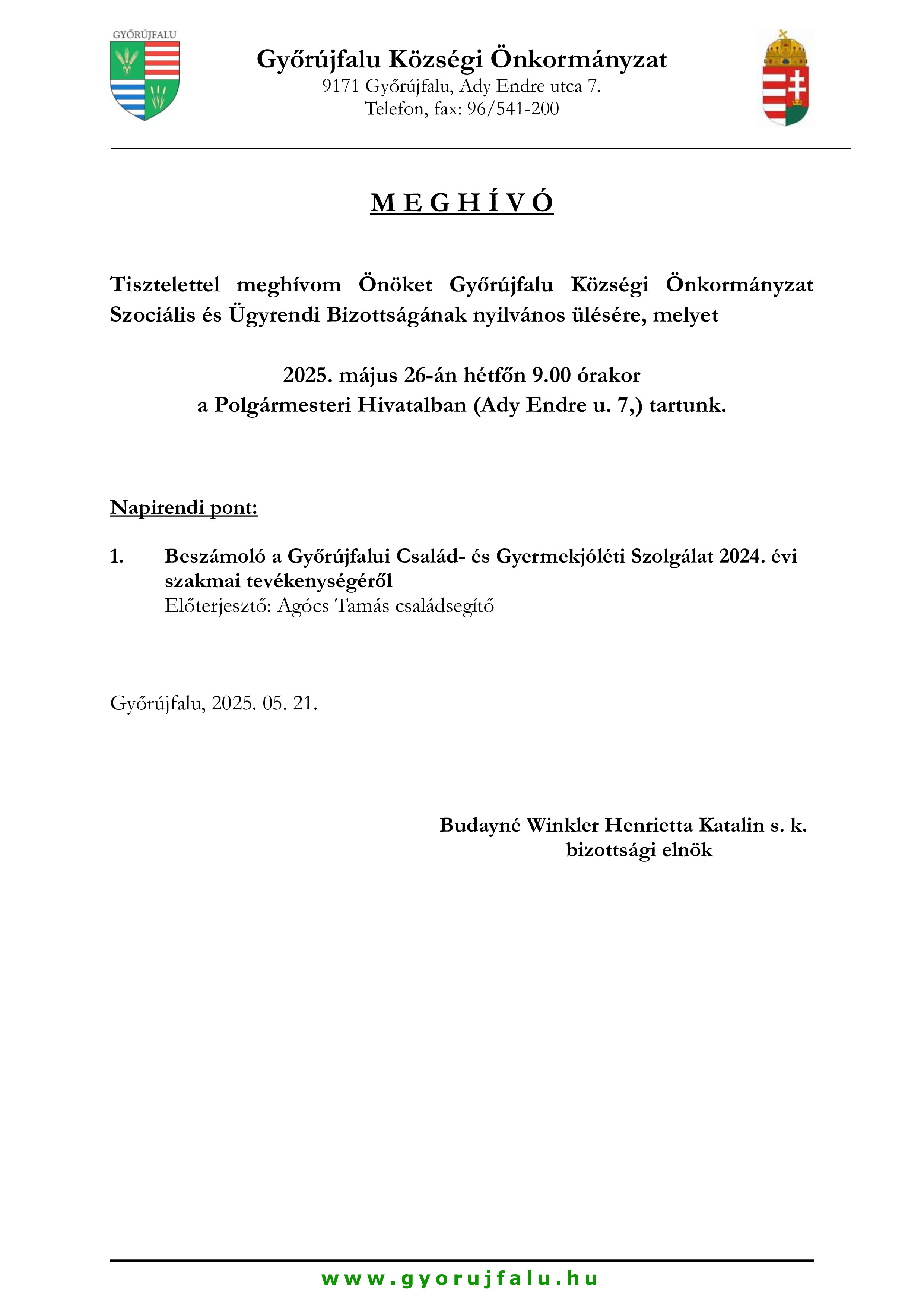 Meghívó Szocilális Bizottság nyilvános copy