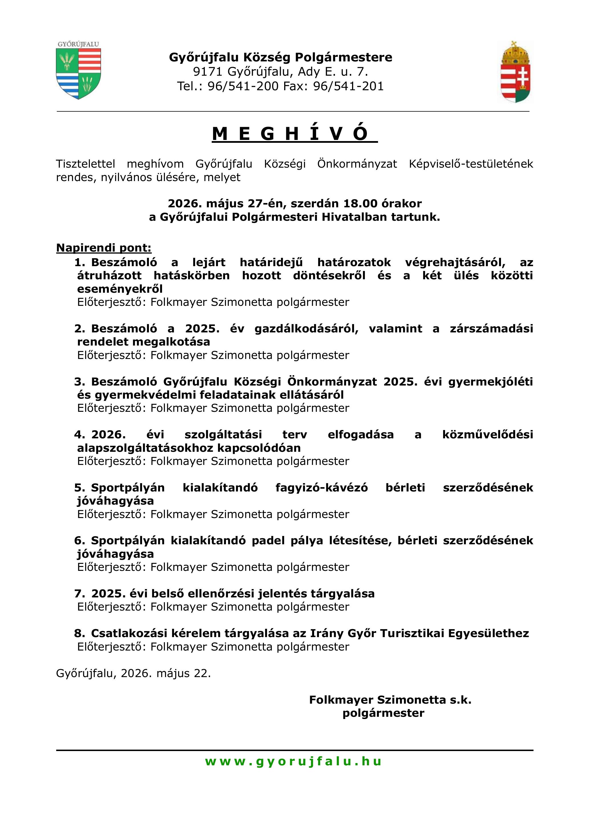 Meghívó testületi