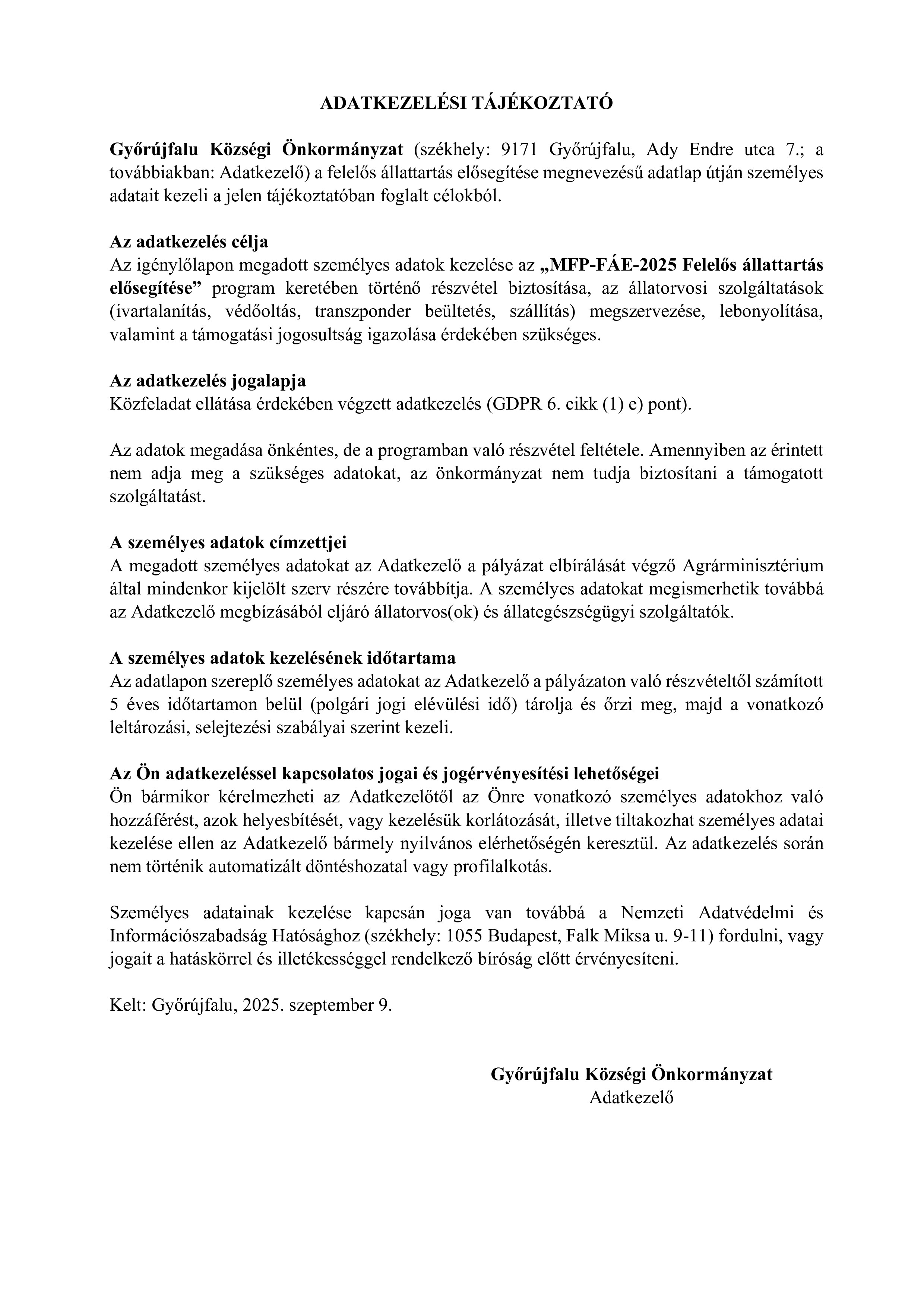 Tulajdonosi Igényfelmérő lap MFP FÁE 2025 FELELŐS ÁLLATARTÁS ELŐSEGITÉSE pályázathoz 002